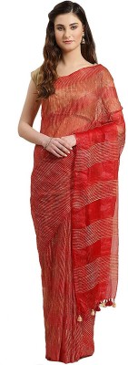 Nimra Crafts Checkered Bhagalpuri Art Silk Saree(Red)