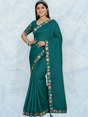 Shree Ambey Self Design Bollywood Georgette Saree(Green)