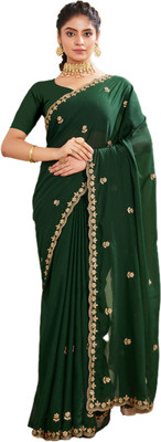 K.C Embroidered Bollywood Georgette Saree(Green)