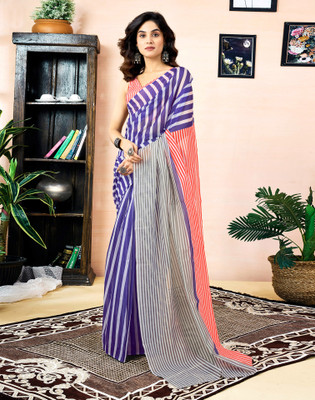 Satrani Printed, Digital Print Bollywood Chanderi, Cotton Blend Saree(Blue)