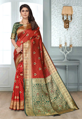 BULLDOZER Woven Patola Cotton Silk, Jacquard Saree(Multicolor)