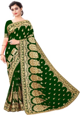 b bella creation Self Design, Embroidered Bollywood Georgette Saree(Green)