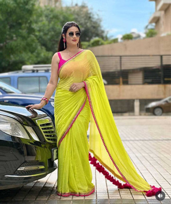 KUMBHA CREATION Embellished Banarasi Georgette Saree(Green)