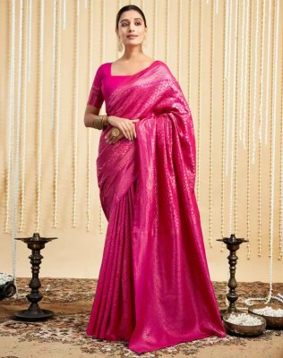 PHEASANT Woven Kanjivaram Pure Silk, Jacquard Saree(Pink)