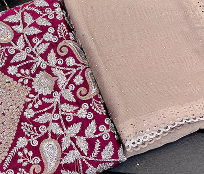LAJEELEE Embellished Bollywood Chiffon Saree(Beige)