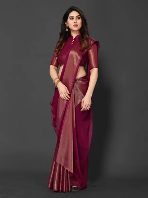 Online Bazaaar Woven Bollywood Chiffon Saree(Magenta)