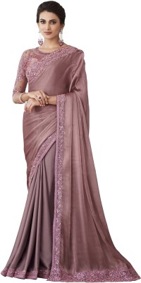 Akhilam Embellished Bollywood Chiffon Saree(Purple)