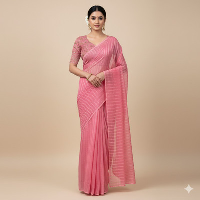 SHILPKALA Embellished Bollywood Chiffon Saree(Pink)