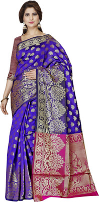 Indian Fashionista Dyed Banarasi Art Silk Saree(Blue)