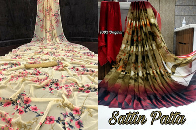 Sita Floral Print Bollywood Georgette Saree(Pack of 2, Yellow)
