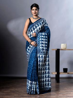 NaiNath Fab Printed Handloom Pure Cotton Saree(Multicolor)