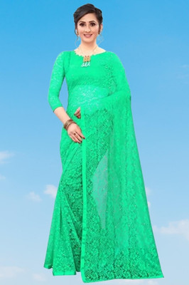 Fashion Field Solid/Plain Bollywood Net Saree(Light Green)