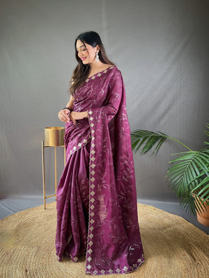 SGF11 Self Design Handloom Silk Blend Saree(Purple)