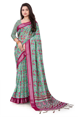 ANVI PRINTS Digital Print Bollywood Linen Saree(Multicolor)
