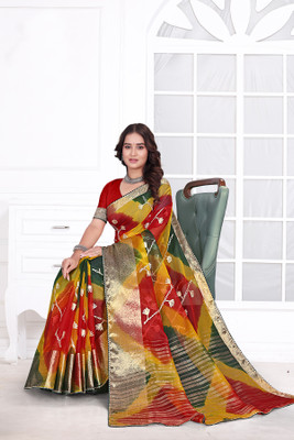 Aarunika fashion Solid/Plain Bollywood Organza Saree(Multicolor)