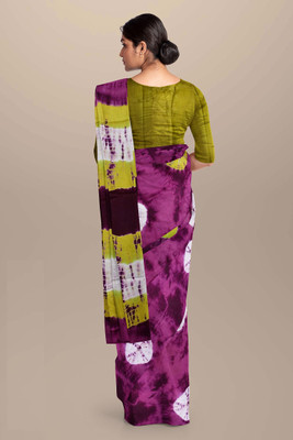 NIKHILAM Printed Daily Wear Pure Cotton Saree(Purple)