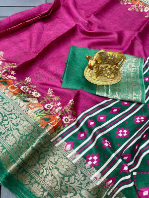 Classy Foriever Printed Bollywood Silk Blend Saree(Multicolor)