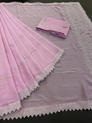 JennyFeb Villa Solid/Plain Bollywood Pure Silk Saree(Purple)