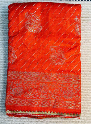 Pallu Patola Printed Banarasi Art Silk Saree(Orange)