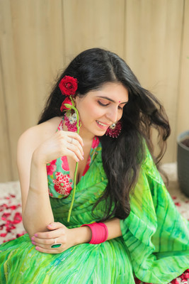 Ethnic Junction Digital Print Bollywood Georgette Saree(Green)