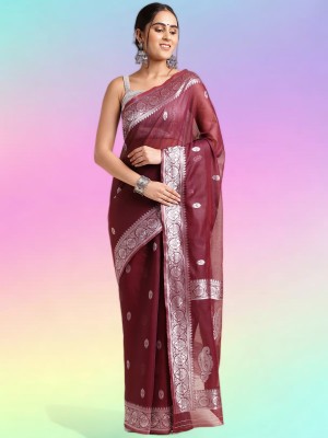 BHUMIKA CREATION Woven Kanjivaram Pure Silk, Art Silk Saree(Purple)