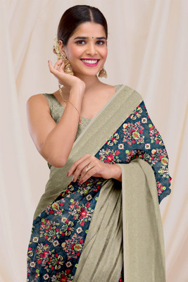 DHARMRAJ ENTERPRISE Digital Print Daily Wear Tussar Silk Saree(Grey)