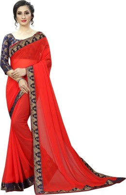 Flip The Style Woven Bollywood Georgette Saree(Red)