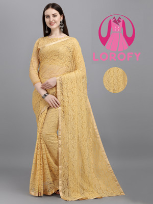 LOROFY Self Design Bollywood Net Saree(Multicolor)
