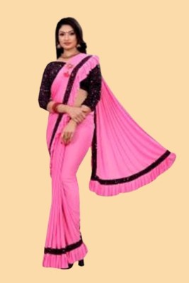 Apnisha Embellished Bollywood Lycra Blend Saree(Pink)