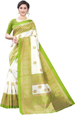 Grubstaker Digital Print Bollywood Art Silk Saree(Light Green)