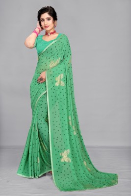 mahalaxmi fab Polka Print, Self Design, Printed Bollywood Art Silk, Jacquard Saree(Light Green)