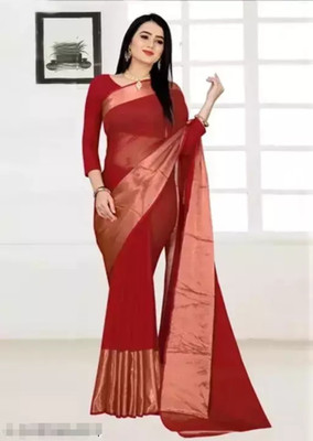 Vragi Embellished, Self Design Bollywood Chiffon Saree(Red)