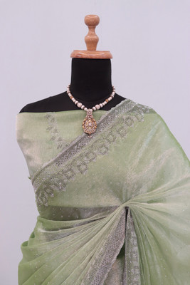 Jennyfab Embellished Bollywood Jimmy choo Saree(Light Green)
