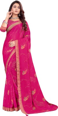 Rangrasiya Sarees Floral Print Bollywood Georgette Saree(Pink)