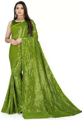 Suali Embellished Bollywood Georgette Saree(Green)