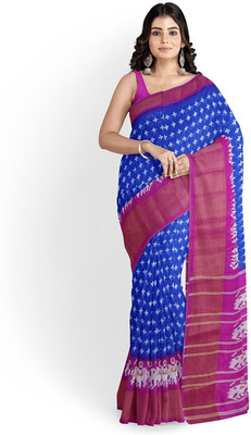 Samai Printed Kalamkari Art Silk Saree(Blue)
