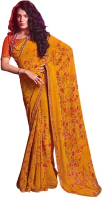 shubhamsarees Floral Print Bollywood Georgette Saree(Multicolor)