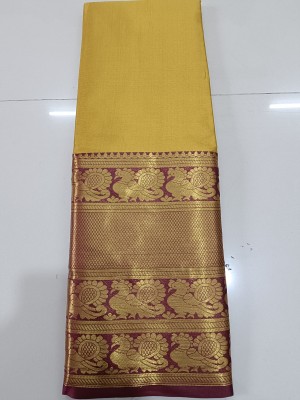 NIYAMI Solid/Plain Bollywood Art Silk Saree(Yellow)