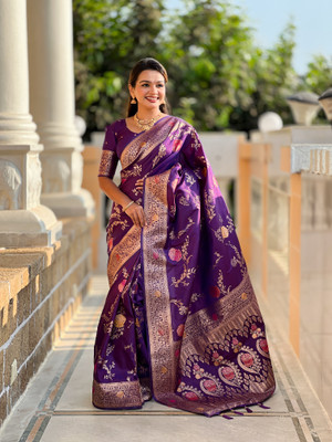 RUPAL CREATION Woven Bollywood Silk Blend Saree(Purple)