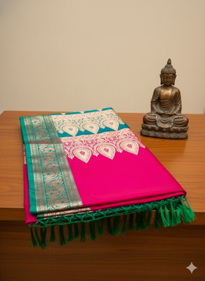 Kalika Fashion Woven, Self Design Banarasi Pure Silk Saree(Pink)