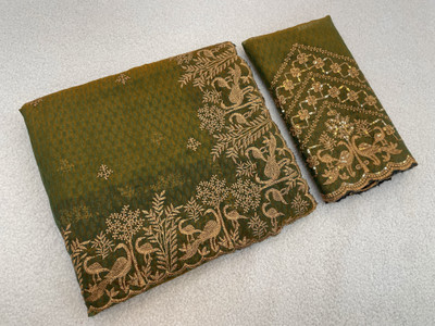 K 5 FASHION Embellished Bollywood Tissue Saree(Green)