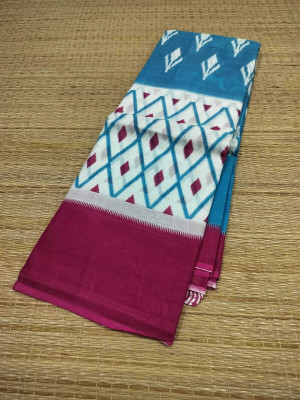 Sareestri Geometric Print Daily Wear Pure Cotton Saree(Pink, Multicolor)