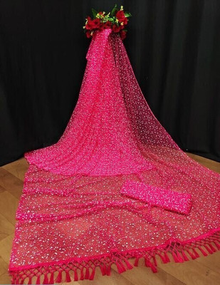 TECHNO WORLD Self Design Bollywood Net Saree(Pink)