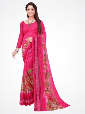 Suntex Printed Daily Wear Georgette Saree(Pink)