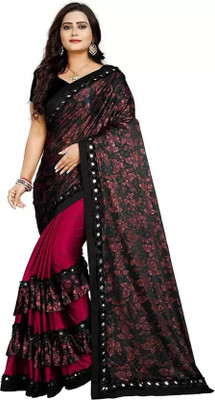 KISHVA Digital Print Bollywood Lycra Blend Saree(Red)