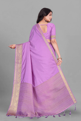 Aarunika SKT Solid/Plain Bollywood Pure Silk Saree(Purple)