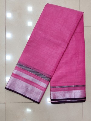 rsenterprisefashion Self Design Ikkat Cotton Linen Saree(Pink)