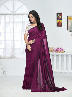 MJ TEXTILE Solid/Plain Handloom Khadi Saree(Maroon)