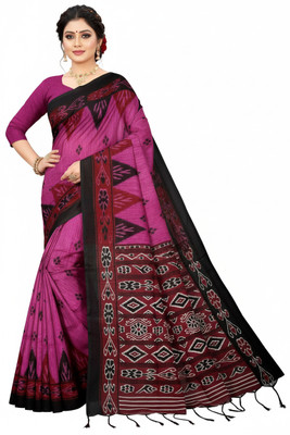Padma Self Design, Printed Sambalpuri Pure Cotton Saree(Pink)