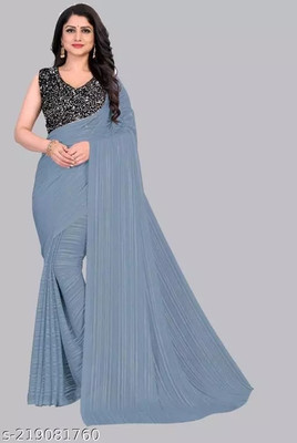 Vragi Striped Daily Wear Art Silk Saree(Grey)